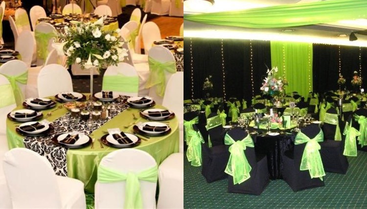 Оформление зала на свадьбу в светло-зеленом цвете